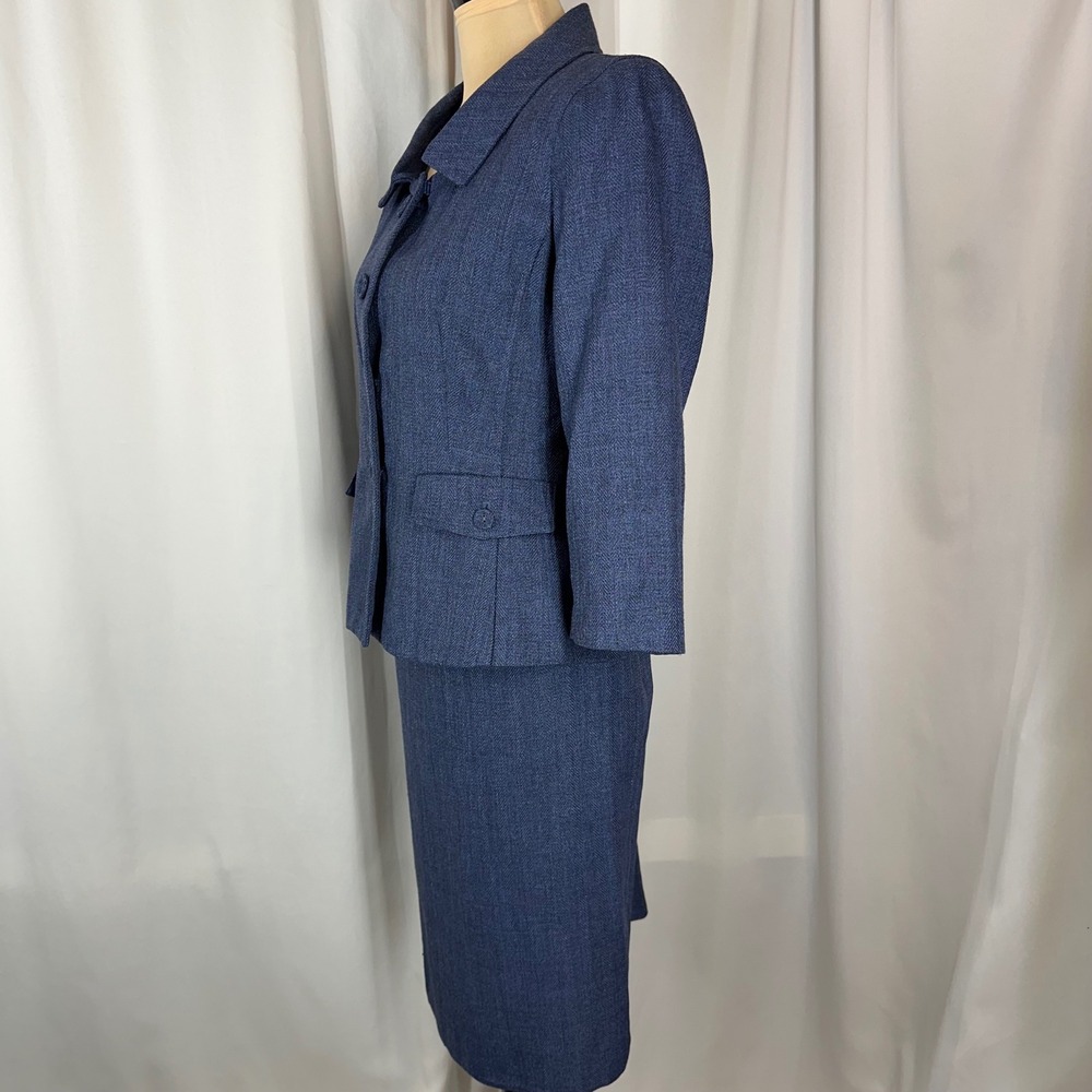 Signature by Larry Levine Navy Textured Two-Piece Skirt Set - Picture 4 of 14
